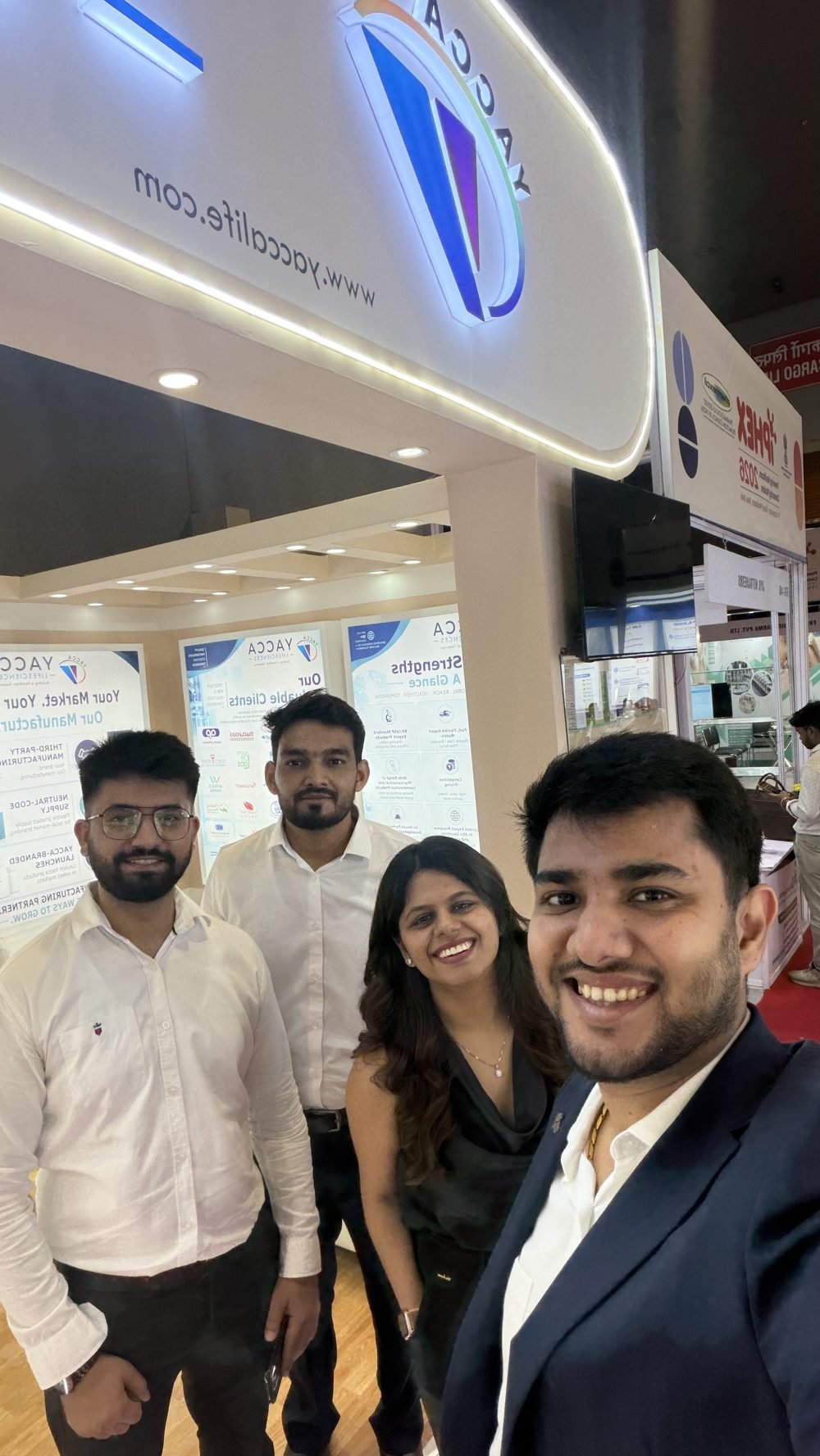 Yacca Lifesciences team group photo at the IPHEX booth